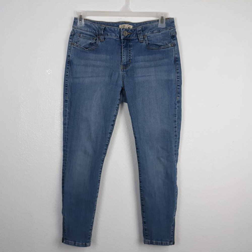 CAbi Women's Jeans Size 8 Ankle Zip Crop Blue Light Denim Style 232
